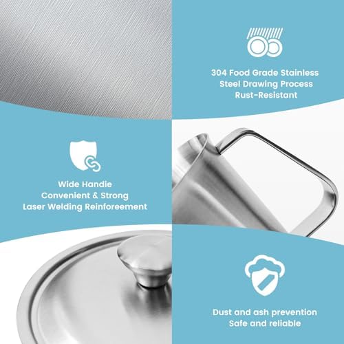 70 oz Stainless Steel Pitcher with Lid, Metal Measuring Cup with Marking with Handle, 2 L Large Mouth Graduated Beakers, Milk Frothing Jug for Espresso Machines, Latte Art, Iced Tea, Hot/Cold Water - Image 4