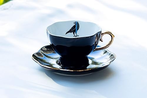 Grace Teaware 6 Assorted Halloween Tea Cup and Saucer Sets - Cat, Raven, Snake, Spider, Ouija Board, Witchy Crystal Ball - Image 3