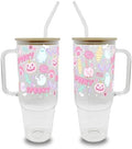 Sip-Sip Hooray! Pastel Pink Halloween 40oz Glass Tumbler with Lid and Straw by Sip-SipHooray