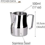Kuguo 12, 17 or 25.6 oz 1.0mm Thickness Stainless Steel Milk Frothing Pitcher for Coffee Espresso Maker Foam Creamer Making Cup (17 oz (500ml)) - Image 2