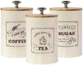 Uonlytech Vintage Kitchen Canister Set 3pcs White Metal Tea Coffee Sugar Storage Jars with Airtight Lids Dustproof Food Containers for Pantry Countertop Organization by UONLYtech
