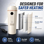 Car Electric Kettle 12V/24V Dual Voltage, Portable Travel Electric Kettle for Road Trips, Mini Small Water Boiler with 4 Temp Control, 316 Stainless Steel,16oz(Beige) - Image 6