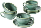 Henten Home Ceramic Latte Cups with Saucers, Coffee Cup Set of 4 by HentenHome