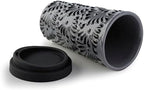 Handcrafted Talavera Ceramic Travel Mug with Silicone Lid, 16 oz, 6.5 Inch Tall, Mexican Embossed Pottery Coffee Tumbler – Artisan Texture & Relief Design (Volcanic Ash) - Image 3
