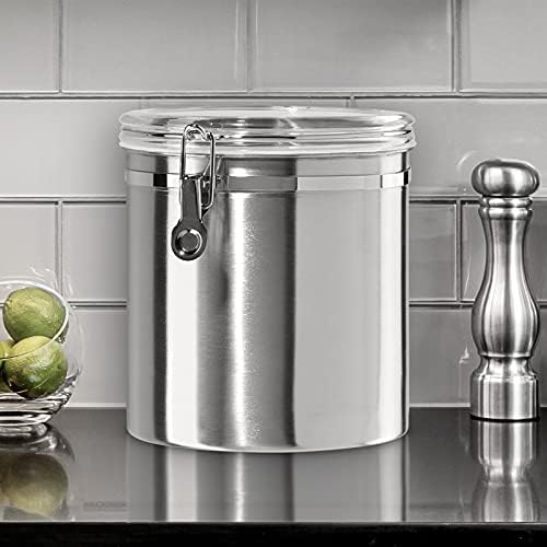 Oggi Stainless Steel Kitchen Canister 152oz + Oggi Jumbo 8" Stainless Steel Flour Clamp Canister - Image 3