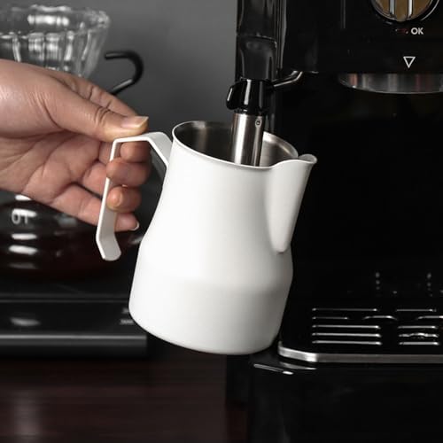 Coffee 350ml 500ml 750ml Stainless Steel Milk Frothing Pitcher Steaming Pitcher,Double V Spout 2Pcs Milk Frothers Perfect for Espresso Machines,Matte Finish (Color : White, Size : 750ml/25oz) - Image 4