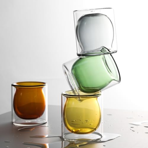 NIRA.Z 3oz Double Wall Glass Espresso Cups – Set of 4 Colorful Insulated Borosilicate Glass Coffee Shot Glasses, Demitasse Cups for Espresso, Latte, Macchiato, Heat Resistant, Ideal for Home & Office - Image 5