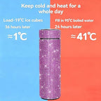 17 oz Bling Stainless Steel Water Bottle Rhinestone Vacuum Water Bottle Glitter Bottles Diamond Vacuum Flask Mug Gift Girls Women (500ml),Rose Red - Image 4