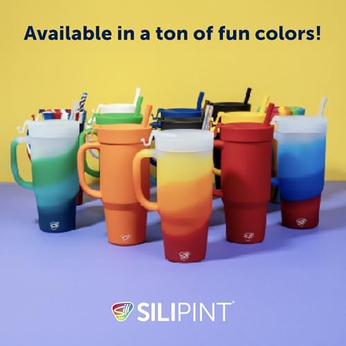 Silipint 32oz Silicone Tumbler with Handle, Flip Lid and Straw – BPA-Free, Non-Toxic, Freezer, Microwave, Dishwasher Safe Tumbler – Perfect for Tea, Smoothies (Aurora) Pack of 1 - Image 7