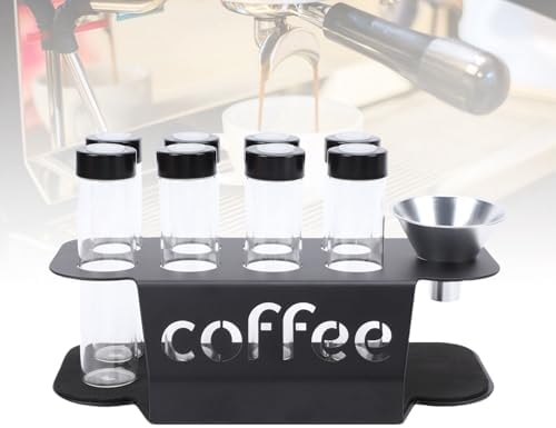 Coffee Bean Tubes with Stand, Single Dose Glass Vials 8pcs Storage Tubes with One Way Exhaust Valve Stand Funnel, Transparent Coffee Bean Storage for Tea Leaves Nuts - Image 3