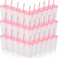 Honeydak 30 Pack Reusable Plastic Tumblers with Lids and Straws 12oz Colorful Cold Drink Cups Bulk Travel Mug Leak Proof Party Iced Coffee Cups for Summer Party Birthday Gift (No Glitter,Pink Lid) by Honeydak