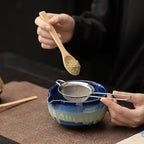 Matcha Whisk Set, 8-Piece Yohen Ceramic Set with Galactic Glaze Bowl, Bamboo Whisk & Sifter for Unique Tea Experience (1) - Image 3