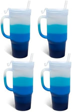 Silipint 32oz Silicone Tumbler with Handle Flip Lid and Straw – BPA-Free Non-Toxic Unbreakable Freezer Microwave Dishwasher Safe Tumbler – Perfect for Tea Cold Water Smoothies Pack of 4 by Silipint