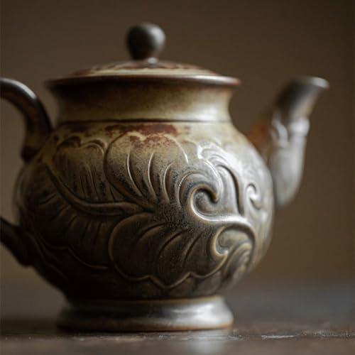 Tea Pots For Loose Tea Ceramic Kung Fu Tea Set Teapot Living Room Household Large Teapot Engraved Retro Hand-held Pot Tea Infuser Pot - Image 3