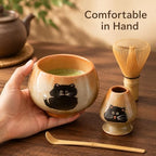 Ceramic Matcha Set with Bamboo Whisk, Scoop and Holder for Home Tea Making - Image 5
