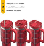 RTIC 40oz Road Trip Tumbler, Insulated, Ceramic Lined, Red Plaid - Image 3