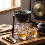 Ceramic Pour Over Dripper and Tea Strainer with Iron Stand - Black/Gray - Image 5