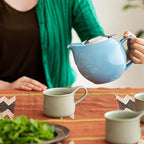 Zero Japan 34 oz Ceramic Teapot with Infuser for Loose Tea - Smooth-Pour Spout, Dishwasher Safe Large Ceramic Loose Leaf Tea Pot (Stainless Steel Infuser & Lid Removable), Ocean - Image 4