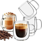12 OZ Glass Coffee Mug Pack of 4 by Yopinmall