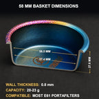 58mm Titanium High-Extraction Precision Espresso Filter Basket, Nearly 2,000 Laser-Drilled 0.13mm Micro Holes, 20–22g Double Shot, Fits Most E61 & Bottomless Portafilters - Classic - Image 5