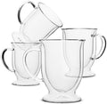 BTaT- Double Walled Glass Coffee Mugs, 16 oz, Set of 4, Glass Coffee Cups with Handle, Insulated Clear Coffee Mug for Hot and Cold Beverages, Cappuccino, Latte, Tea, Americano, Microwave Safe by BrewToATea