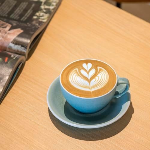 Loveramics Matt Cappuccino Cup, 8 oz Ceramic Latte Art Mug with Saucer, Thick-walled stoneware cup Set, Barista Latte Cup Set for Latte, Cappuccino, Tea - Mineral Colors (Glacier, 8OZ) - Image 4