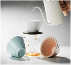 Hand Brewed Coffee Filter Cup Ceramic Flat Bottom Cake Drip(Blue) - Image 2