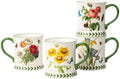 Pastoral Coffee Mug Set of 4-15.2 Oz Large Capacity Porcelain In-Glaze Cups for Tea, Latte, Cocoa - Dishwasher & Microwave Safe, Great Housewarming Gift-Assorted Colors by ONECCI