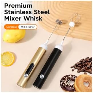 Egg Whisk Electric Milk Frother, Black - Image 4