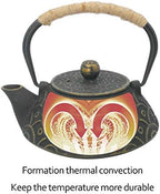 InnoLife Cast Iron Teapot with Stainless Steel Infuser, Japanese Tea Pot for Loose Leaf, Tea Kettle with Enameled Interior, Fish Scale Pattern 900ml/30oz - Image 5