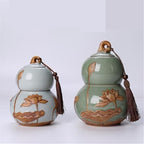 Kitchen Storage Jar Gourd Tea Caddy With Airtight Lid And Carrying Handle Ceramic Loose Storage Tin For Coffee Sugar, Nuts, Herb, Spice ﻿ Leaf Tea Jar(Green,Small) - Image 6