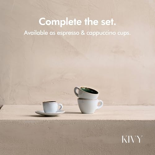 KIVY Stoneware Espresso Cups, 4-Piece Set - Italian Design, Thick-Walled, 3 oz, Microwave & Dishwasher Safe - Image 6