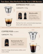 2 Pcs Reusable Stainless Steel Coffee Capsules Compatible with L'OR Barista LM8012 / 60, Refillable Coffee Pods Metal L'or Espresso Pods(Big & Small) - Image 4