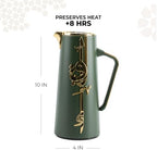 Insulated Carafe Flask 1L – For Coffee, Tea & Hot Beverages, Double Wall Stainless Steel Build, Spill Resistant Lid, Portable Serving Pitcher, Long Heat Hold, Gift Idea by Otantik(Olive & Gold) - Image 3