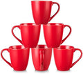 vicrays Coffee Mug Set, 12 Ounce, Ceramic Mug for Men, Women, Unique Glazed Mugs with Handle for Coffee, Tea, Milk, Cocoa, Cereal - Set of 6 Red by VicraysCeramic