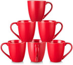 vicrays Coffee Mug Set, 12 Ounce, Ceramic Mug for Men, Women, Unique Glazed Mugs with Handle for Coffee, Tea, Milk, Cocoa, Cereal - Set of 6 Red by VicraysCeramic