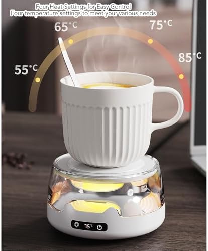 Mug Warmer for Coffee, Cup Warmer for Desk with 4 Heat Settings, Night Light, Electric Beverage Plate for Candle, Milk, Tea, Hot Chocolate Office Home - Image 4