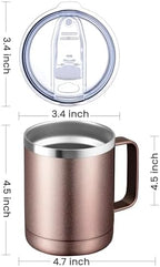 MEWAY 12oz Coffee Mug With Handle 8 Pack Bulk,Stainless Steel Insulated Travel Tumblers With Sliding Lid,Double Wall Vacuum Camping Cup for Hot & Cold Drinks Tea (Rose Gold,Set of 8) - Image 4