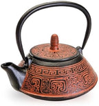 IBILI 40 Oz India Red Floral Cast Iron Teapot | Made in Spain | Stainless Steel Infuser, Enameled Interior, Stovetop & Induction Compatible, Japanese Kettle for Loose Leaf Tea, Tetsubin Design, Red - Image 2