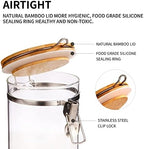 Glass Coffee Storage Container with Bamboo Shelf, 3PCS 49oz Airtight Sealed Coffee Bean Jar with Clamp Lid & Measuring Spoon, Kitchen Pantry Canister Set for Ground Coffee Sugar Tea Flour - Image 6