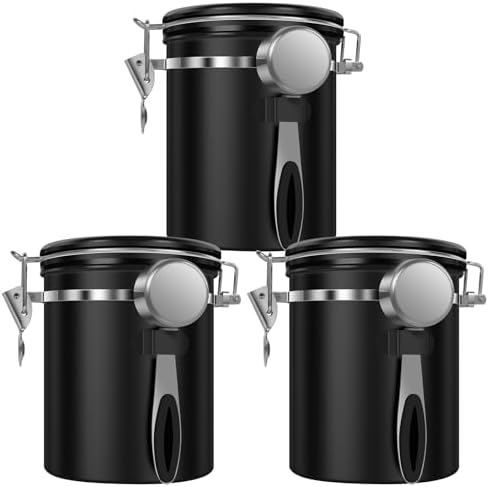 3PCS Coffee Storage Canister 1.5L 51OZ Double Airtight Coffee Beans Container with Date Locator 304 Stainless Steel Kitchen Food Storage Container with Spoon for Tea Sugar - Image 3
