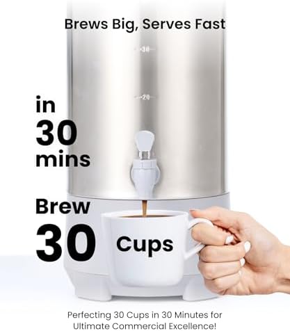 SYBO SR-CP30C Commercial Grade Stainless Steel Percolate Coffee Maker, Hot Water Urn for Catering, Hot Beverage Dispenser, 30-Cup, 3.5L, Grey - Image 2