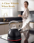 Harriet Whistling Tea Kettle for Stove Top, 2.5 QT Food-Grade Steel Teapot - Image 4