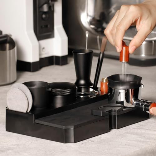 Coffee Tamper Mat Prevent Slip Detachable Multifunctional Coffee Tamping Station Pad for 51mm 53mm 58mm Portafilter Home Coffee Shop Commercial Use ABS Silicone Approx 576g - Image 6