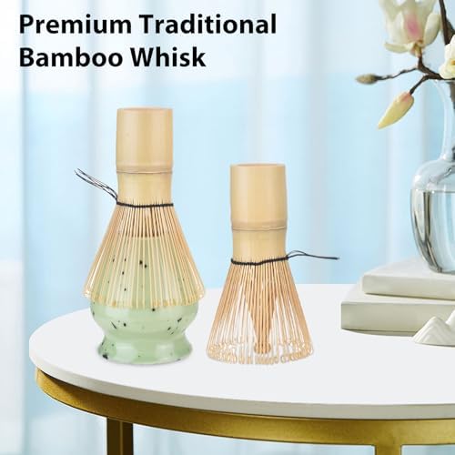 Matcha Whisk and Stand Set,Tea Spoon Ceramic Bowl Kit for Traditional Tea Ceremony - Image 3