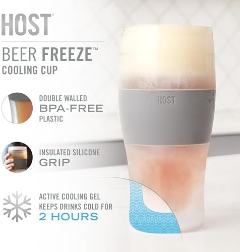 Host Freeze, Frozen Mugs, Freezable Pint Set, Beer Keep Your Drinks Cold, Double Walled Insulated Glasses, Tumbler for Iced Coffee, 16oz, Set of 2, Wood - Image 5