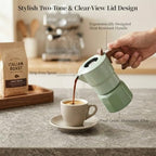 6 Cup Moka Pot, 10 oz Aluminum Stovetop Espresso Maker, Retro Two Tone - Image 2