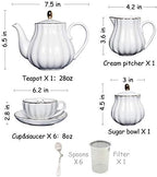 Sweejar Home Porcelain Tea Sets British Royal Series, 8 OZ Cups& Saucer Service for 6，3 Tier Ceramic Cake Stand Wedding, Dessert Cupcake Stand for Tea Party Serving Platter (White) - Image 3