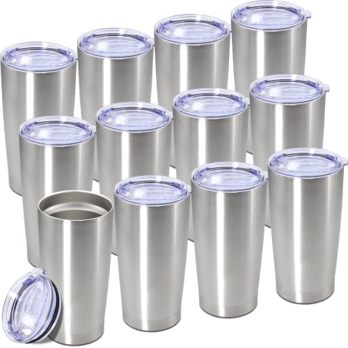 20oz Tumbler Insulated Tumblers Vacuum Coffee Mug with Lid SS 12Pack by Unknown