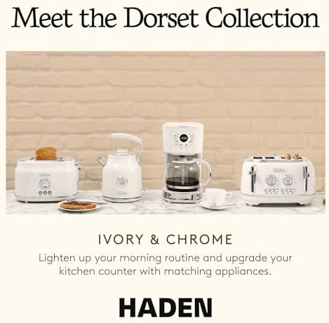 Haden Dorset 4 Slice Wide Slot Stainless Steel Toaster, Ivory & Chrome - Image 5